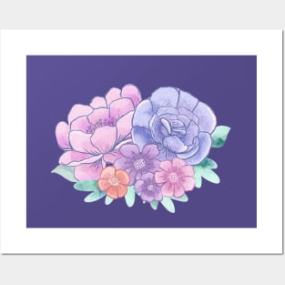 Purple Watercolor Floral Posters and Art